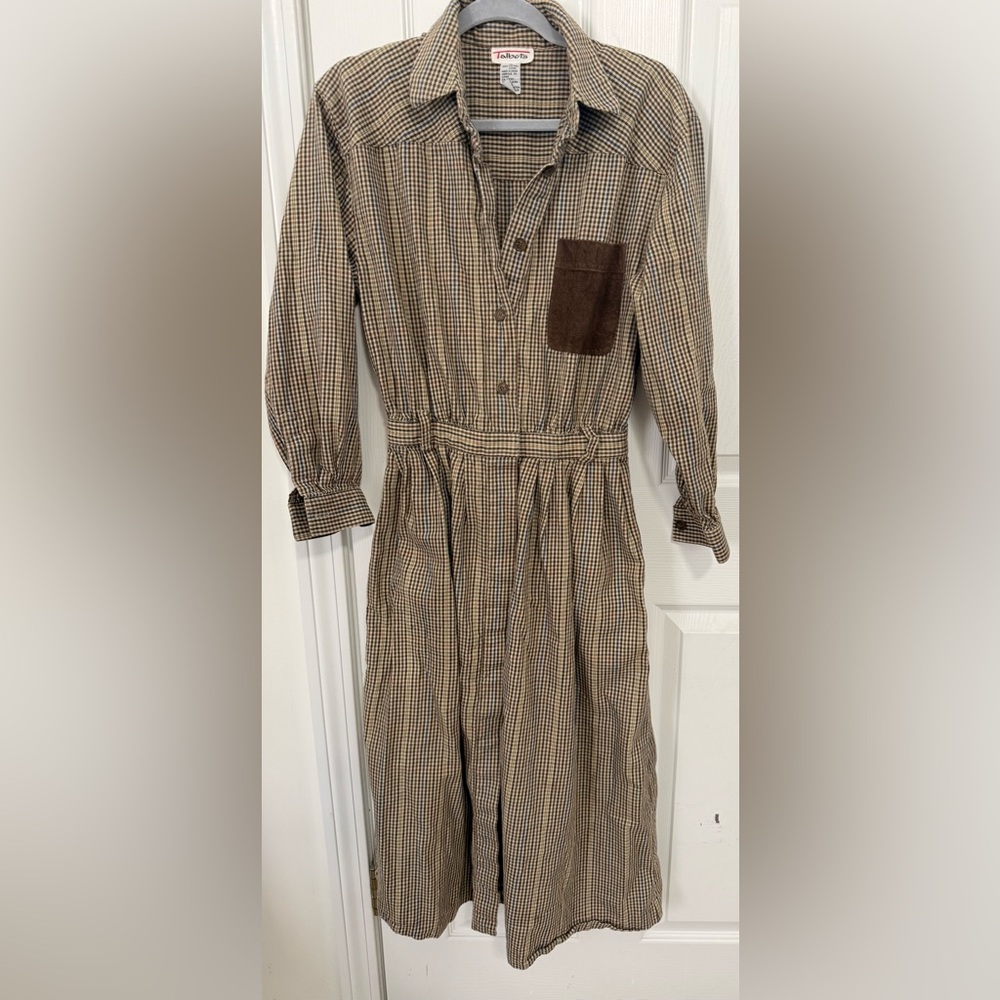 VTG Talbots Plaid Equestrian Shirt Dress Size 10